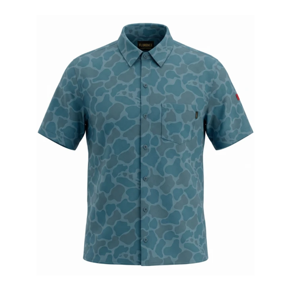 Camisa Manga Curta Florence Azul Camuflado