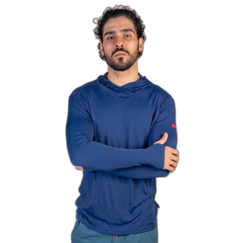 Camiseta Manga Longa UV com Capuz Florence Azul Marinho