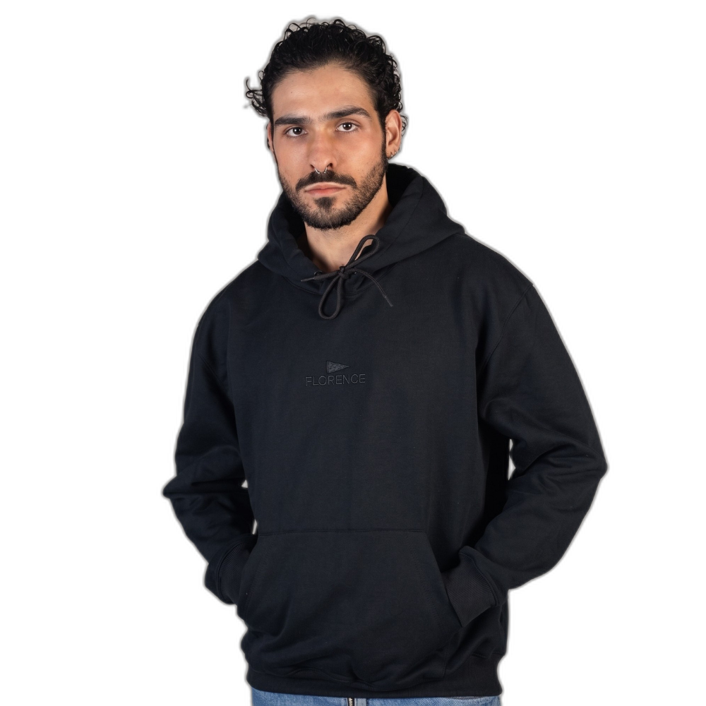 Moletom Canguru com Capuz Embroidered Hoodie Florence Preto